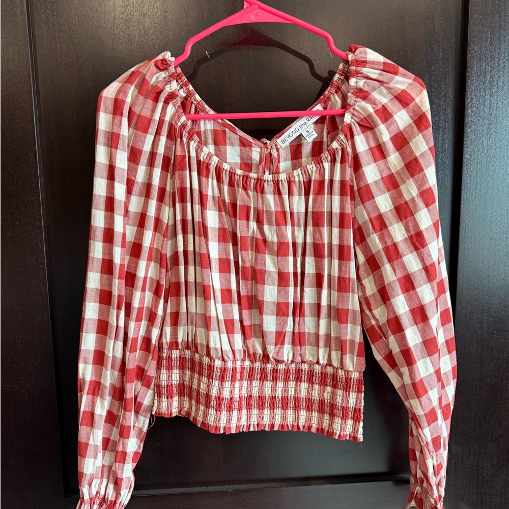 Stylish Red and White Checkered Blouse